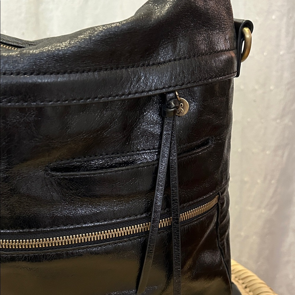 Hobo Black Leather Shoulder Bag Large Minimalist Classic Travel Work Tote - Picture 2 of 16